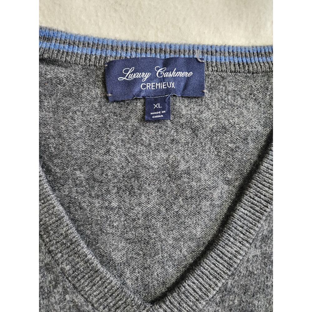 Cremieux 100% Luxury Cashmere Men's Sweater XL Heathered Gray V-Neck Soft Luxury - Picture 3 of 8